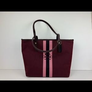 Coach City Horse & Carriage Jacquard Oxblood Canvas Tote